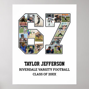 Speler nummer 67 Senior Sports Team Fotocollage Poster
