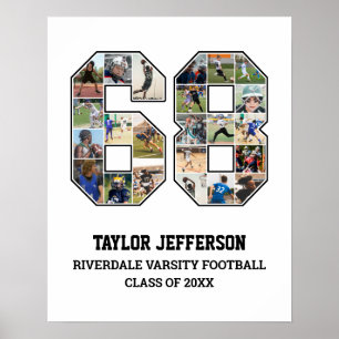 Speler nummer 68 Senior Sports Team Fotocollage Poster