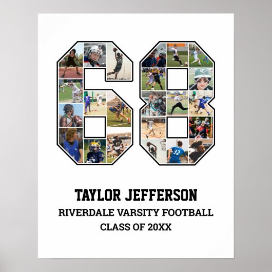 Speler nummer 68 Senior Sports Team Fotocollage Poster (Voorkant)