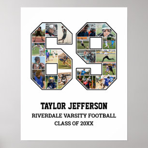 Speler nummer 69 Senior Sports Team Fotocollage Poster