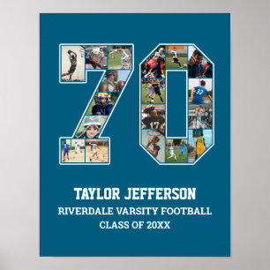 Speler nummer 70 Senior Sports Team Fotocollage Poster