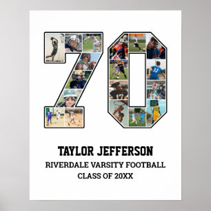 Speler nummer 70 Senior Sports Team Fotocollage Poster