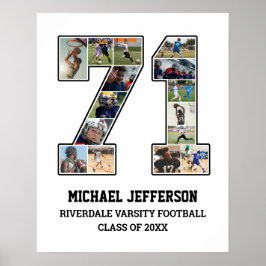 Speler nummer 71 Senior Sports Team Fotocollage Poster
