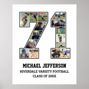 Speler nummer 71 Senior Sports Team Fotocollage Poster