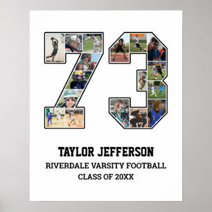 Speler nummer 73 Senior Sports Team Fotocollage Poster