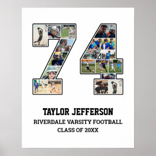 Speler nummer 74 Senior Sports Team Fotocollage Poster