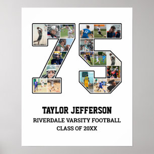 Speler nummer 75 Senior Sports Team Fotocollage Poster