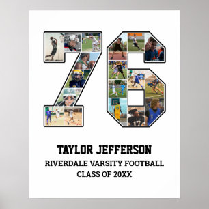 Speler nummer 76 Senior Sports Team Fotocollage Poster