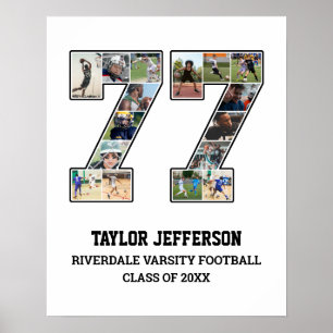 Speler nummer 77 Senior Sports Team Fotocollage Poster