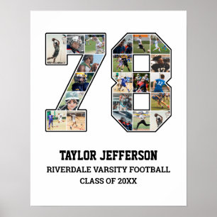 Speler nummer 78 Senior Sports Team Fotocollage Poster