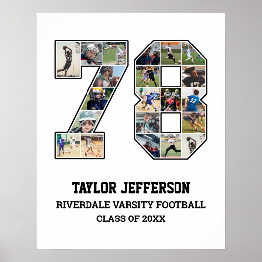 Speler nummer 78 Senior Sports Team Fotocollage Poster (Voorkant)