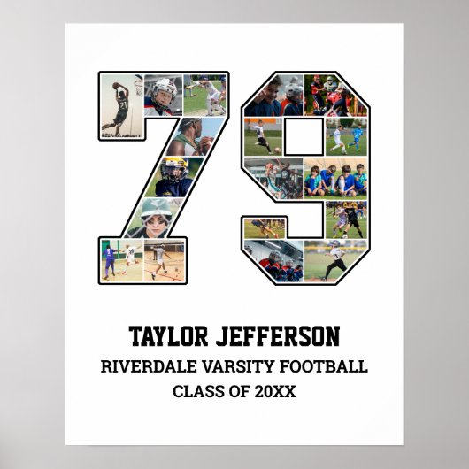 Speler nummer 79 Senior Sports Team Fotocollage Poster (Voorkant)