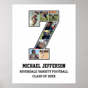Speler nummer 7 Senior Sport Team Fotocollage Poster