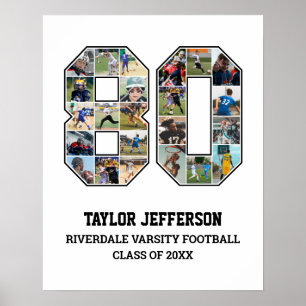 Speler nummer 80 Senior Sports Team Fotocollage Poster