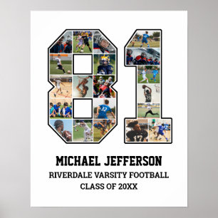 Speler nummer 81 Senior Sports Team Fotocollage Poster