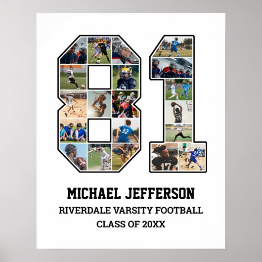Speler nummer 81 Senior Sports Team Fotocollage Poster (Voorkant)