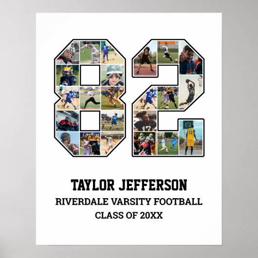 Speler nummer 82 Senior Sports Team Fotocollage Poster (Voorkant)