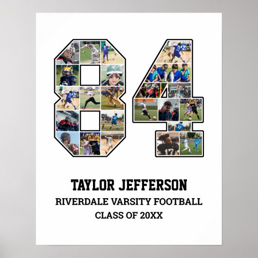 Speler nummer 84 Senior Sports Team Fotocollage Poster (Voorkant)