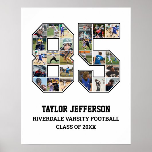 Speler nummer 85 Senior Sports Team Fotocollage Poster (Voorkant)