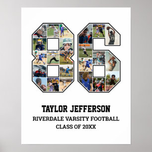 Speler nummer 86 Senior Sports Team Fotocollage Poster