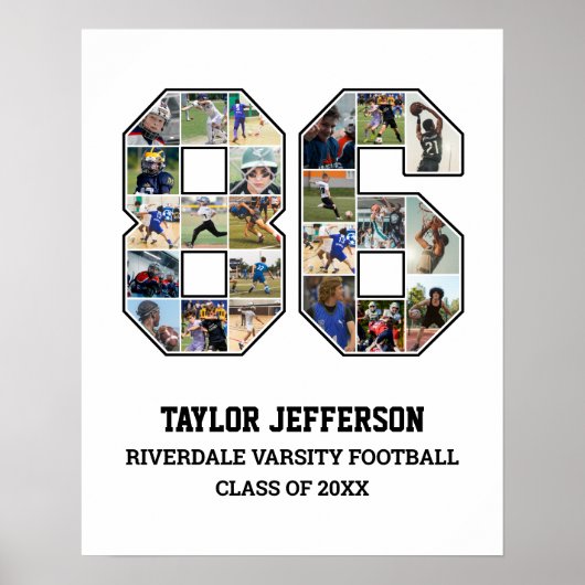 Speler nummer 86 Senior Sports Team Fotocollage Poster (Voorkant)