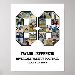 Speler nummer 88 Senior Sports Team Fotocollage Poster