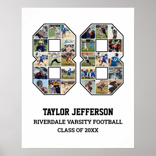 Speler nummer 88 Senior Sports Team Fotocollage Poster (Voorkant)