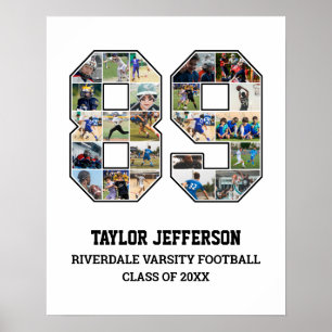 Speler nummer 89 Senior Sports Team Fotocollage Poster