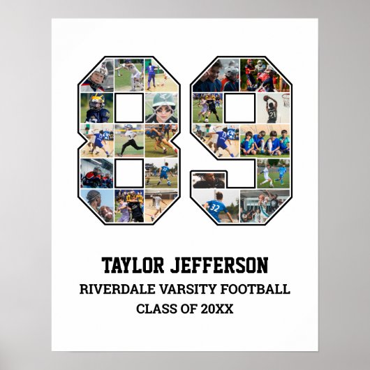 Speler nummer 89 Senior Sports Team Fotocollage Poster (Voorkant)