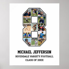 Speler nummer 8 Senior Sport Team Fotocollage Poster