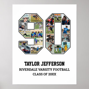 Speler nummer 90 Senior Sports Team Fotocollage Poster