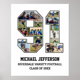 Speler nummer 91 Senior Sports Team Fotocollage Poster