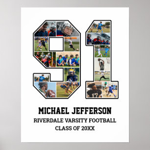 Speler nummer 91 Senior Sports Team Fotocollage Poster
