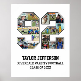 Speler nummer 92 Senior Sports Team Fotocollage Poster