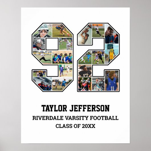 Speler nummer 92 Senior Sports Team Fotocollage Poster (Voorkant)