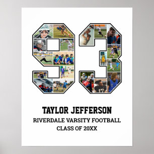 Speler nummer 93 Senior Sports Team Fotocollage Poster