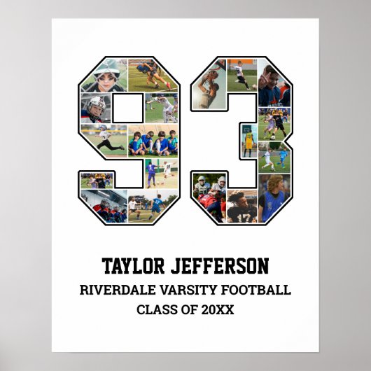 Speler nummer 93 Senior Sports Team Fotocollage Poster (Voorkant)