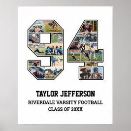 Speler nummer 94 Senior Sports Team Fotocollage Poster