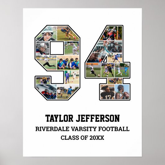 Speler nummer 94 Senior Sports Team Fotocollage Poster (Voorkant)