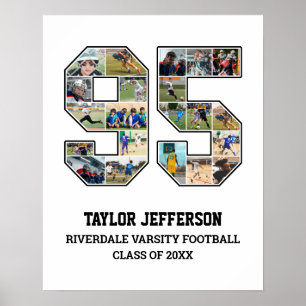 Speler nummer 95 Senior Sports Team Fotocollage Poster
