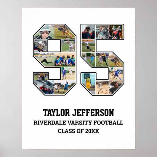 Speler nummer 95 Senior Sports Team Fotocollage Poster (Voorkant)