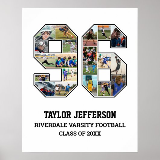 Speler nummer 96 Senior Sports Team Fotocollage Poster (Voorkant)