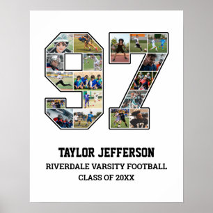 Speler nummer 97 Senior Sports Team Fotocollage Poster