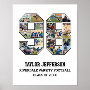 Speler nummer 98 Senior Sports Team Fotocollage Poster