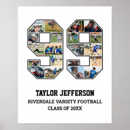Speler nummer 99 Senior Sports Team Fotocollage Poster