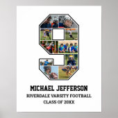 Speler nummer 9 Senior Sport Team Fotocollage Poster (Voorkant)