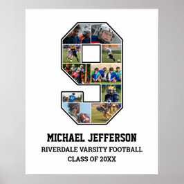 Speler nummer 9 Senior Sport Team Fotocollage Poster