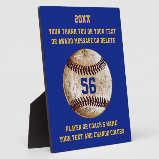 Speler of Baseball Coach Gifts, Uw KLEUREN, TEKST Fotoplaat (Zijkant)