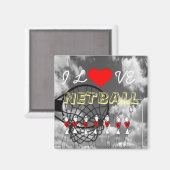 Speler Posities en Hart Design I Love Netball Magneet (Voorkant / Achterkant)