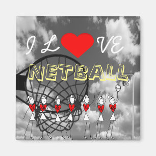 Speler Posities en Hart Design I Love Netball Magneet